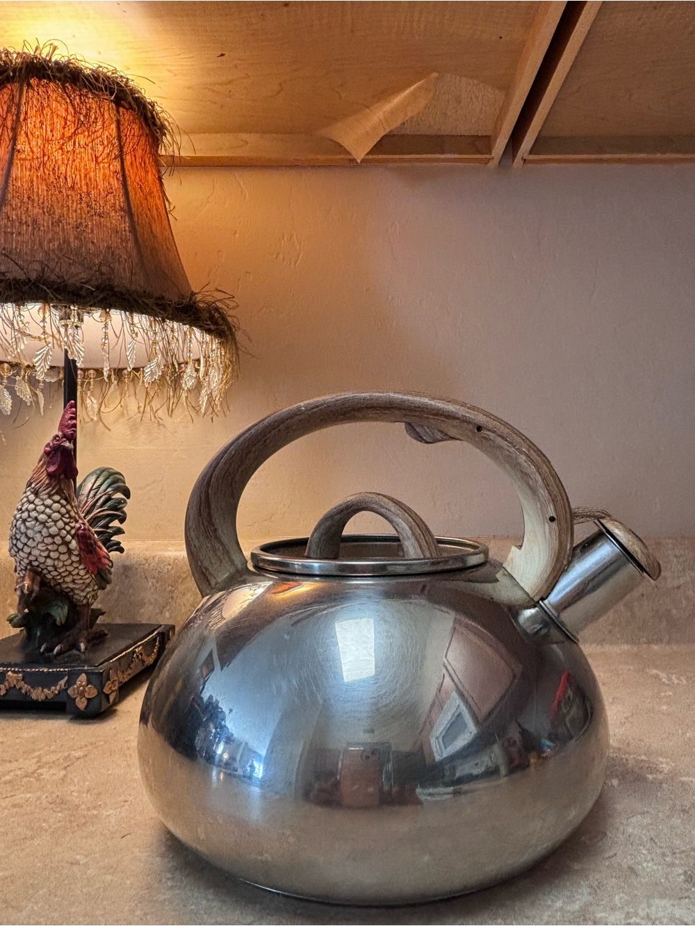 Brandani-Tea Kettle-HQ-Stainless-Faux Wood Soft Touch w/Whistle
